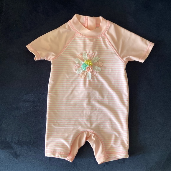 Little Me One-Piece Short Sleeve Swim Suit 6-9m - Picture 1 of 9